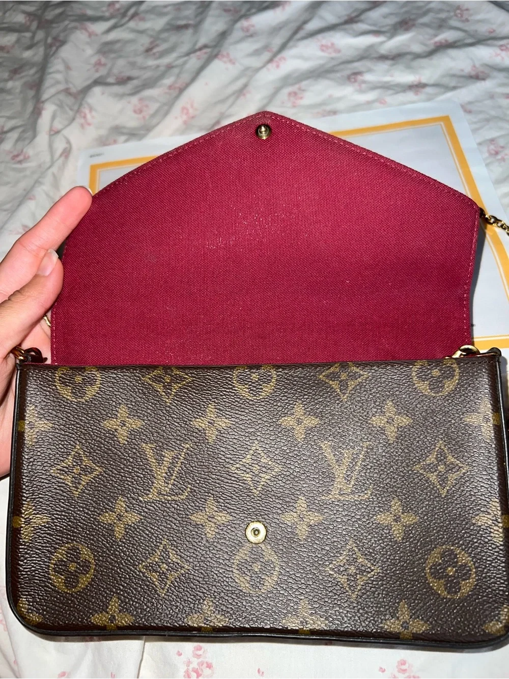 Louis Vuitton Monogram Canvas Chain Crossbody - Brown with Gold Chain